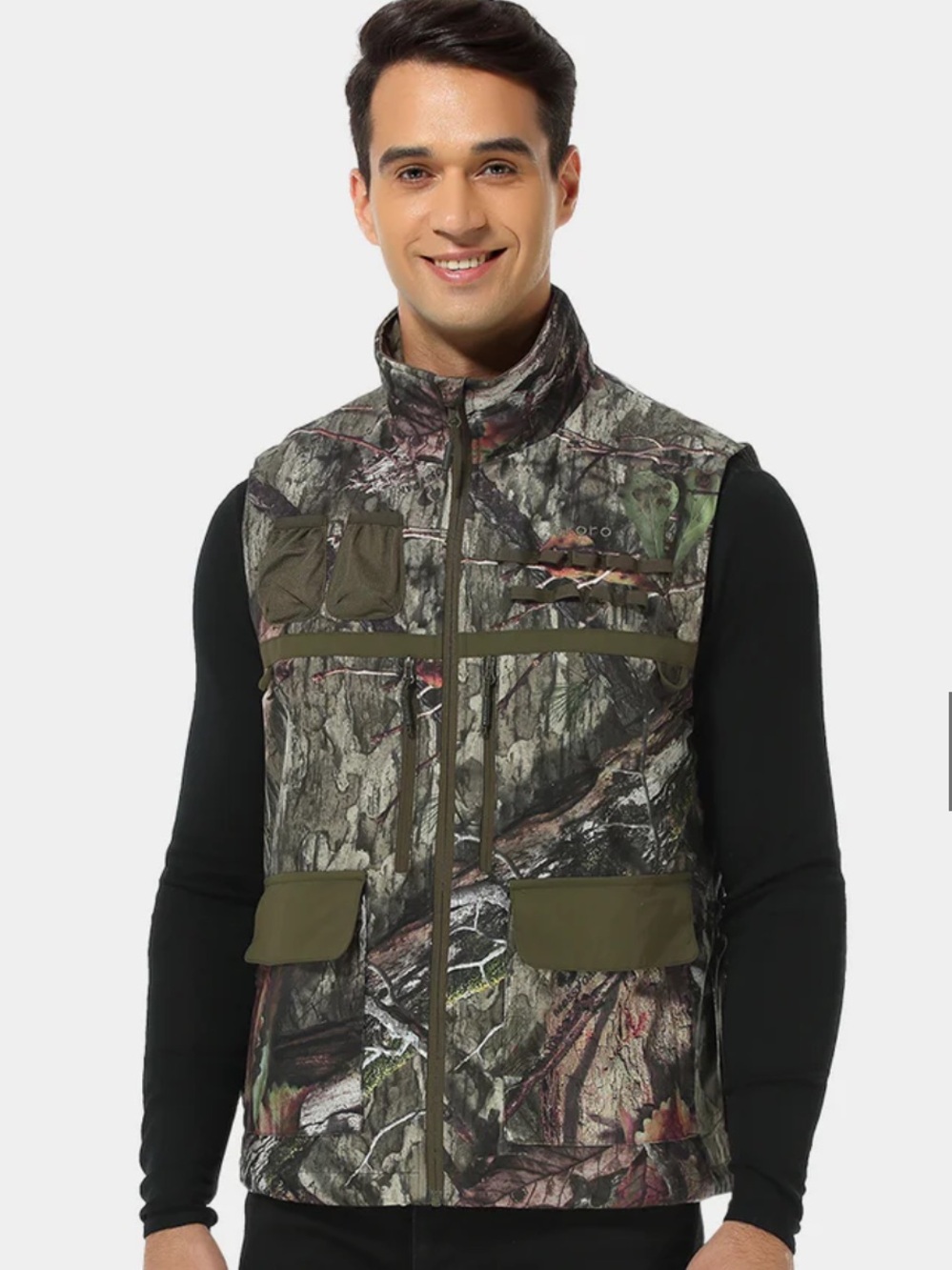 ORORO Men’s Heated Hunting Vest Camouflage Mossy Oak Country No Charger Battery